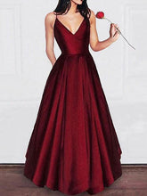 Burgundy Prom Dresses A-line Taffeta Spaghetti Straps Long Simple Prom Dress JKL1176|Annapromdress