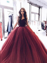 Ball Gown Prom Dresses Sweetheart Burgundy Long Sparkly Prom Dress Evening Dress JKL1178|Annapromdress