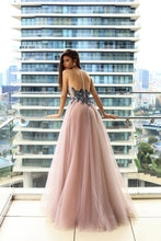 Sparkly Prom Dresses A-line Floor-length Beading Long Sexy Blush Pink Prom Dress JKL1181|Annapromdress