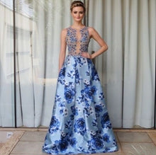 Floral Print Prom Dresses A-line Beautiful Sparkly Prom Dress Long Evening Dress JKL1182|Annapromdress