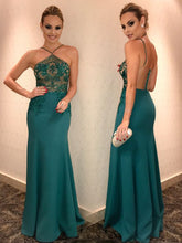 Halter Prom Dresses Sheath Column Dark Green Sparkly Prom Dress Long Evening Dress JKL1191|Annapromdress
