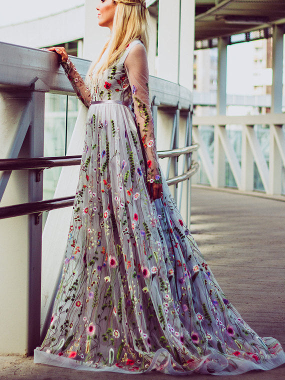 Beautiful Lace Prom Dresses A-line Sweep Train Fairy Prom Dress Long E Anna PromDress Beautiful Lace Prom Dresses A-line Sweep Train Fairy Prom Dress Long E Anna PromDress