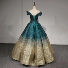 Sparkly Ombre Prom Dresses Off-the-shoulder V-neck Long Ball Gown Prom Dress JKL1200|Annapromdress