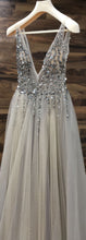 Open Back Prom Dresses Deep V-neck Long Saprkly Slit Prom Dress Sexy Evening Dress JKL1201|Annapromdress
