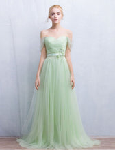 Sage Prom Dress Off-the-shoulder Floor-length Chic Prom Dress/Evening Dress JKL121