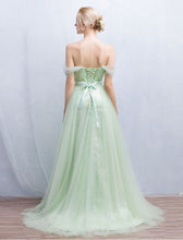 Sage Prom Dress Off-the-shoulder Floor-length Chic Prom Dress/Evening Dress JKL121