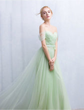Sage Prom Dress Off-the-shoulder Floor-length Chic Prom Dress/Evening Dress JKL121
