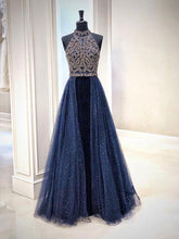 Sparkly Prom Dresses High Neck A Line Lace Beading Prom Dress Sexy Evening Dress JKL1215|Annapromdress