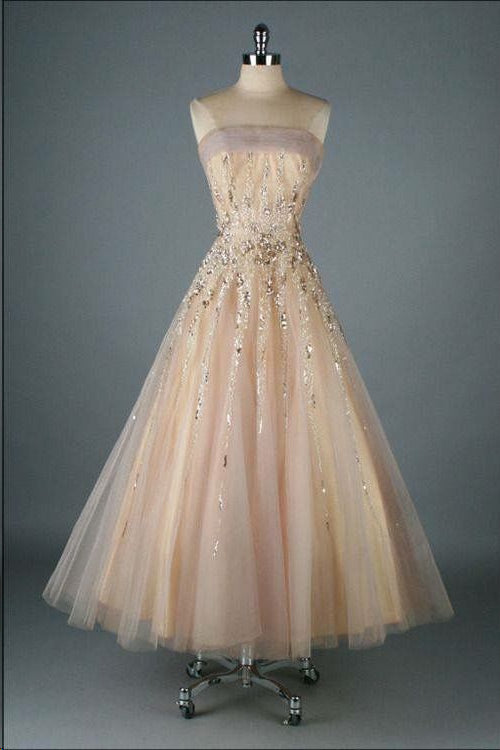 Vintage Prom Dresses Strapless A-line Ankle-length Long Beautiful Prom Anna PromDress Vintage Prom Dresses Strapless A-line Ankle-length Long Beautiful Prom Anna PromDress