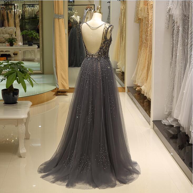 Open Back Prom Dress With Beading Long 8th Graduation Dress Custom-made School Dance Dress  cg7526 main image 1