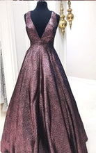 Beautiful Prom Dresses A-line Open Back Short Train V-neck Long Prom Dress JKL1225|Annapromdress