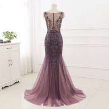 Beading Prom Dresses Scoop Mermaid Short Train Tulle Sparkly Long Chic Prom Dress JKL1228|Annapromdress