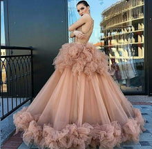 Ball Gown Prom Dresses Scoop Ruffles Long Beautiful Sparkly Lace Prom Dress JKL1230|Annapromdress