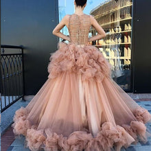 Ball Gown Prom Dresses Scoop Ruffles Long Beautiful Sparkly Lace Prom Dress JKL1230|Annapromdress