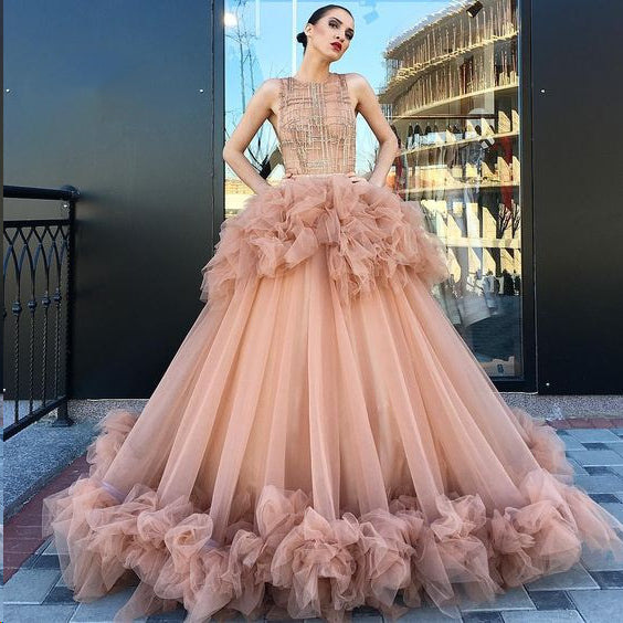Ball Gown Prom Dresses Scoop Ruffles Long Beautiful Sparkly Lace Prom Anna PromDress Ball Gown Prom Dresses Scoop Ruffles Long Beautiful Sparkly Lace Prom Anna PromDress