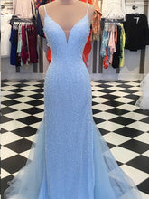Open Back Prom Dresses Spaghetti Straps Sheath Sparkly Beading Long Prom Dress JKL1231|Annapromdress
