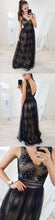 Black Prom Dresses Straps Aline Long Sparkly Sexy Open Back Lace Prom Dress JKL1246|Annapromdress