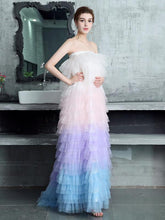 Beautiful Prom Dresses Strapless Sheath Tulle Prom Dress Long Evening Dress JKL1265|Annapromdress