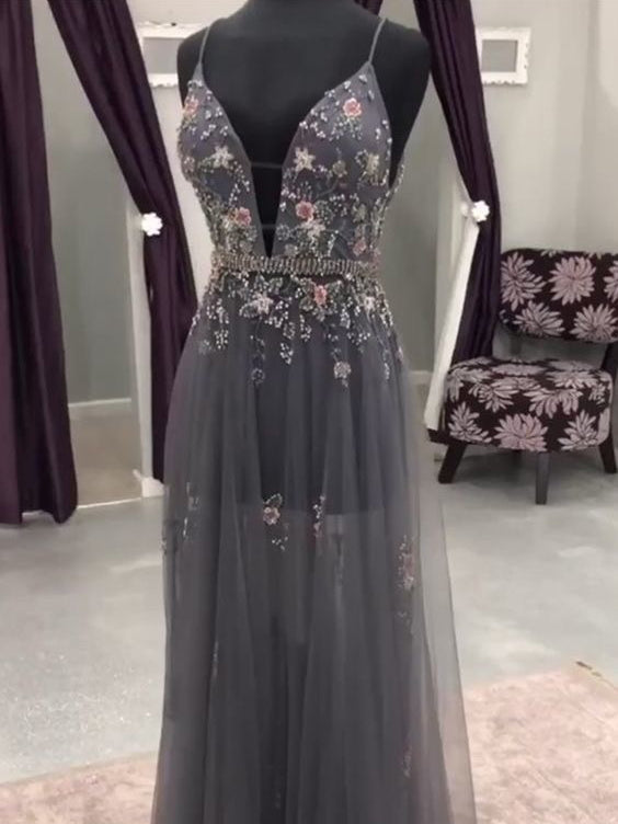 Beautiful Prom Dresses Spaghetti Straps Aline Beading Long Prom Dress JKL1270|Annapromdress