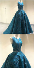 Open Back Prom Dresses Scoop A Line Beautiful Lace Prom Dress Long Evening Dress JKL1272|Annapromdress