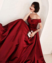 Cheap Prom Dresses Aline Off-the-shoulder Chic Long Simple Burgundy Prom Dress JKL1273|Annapromdress