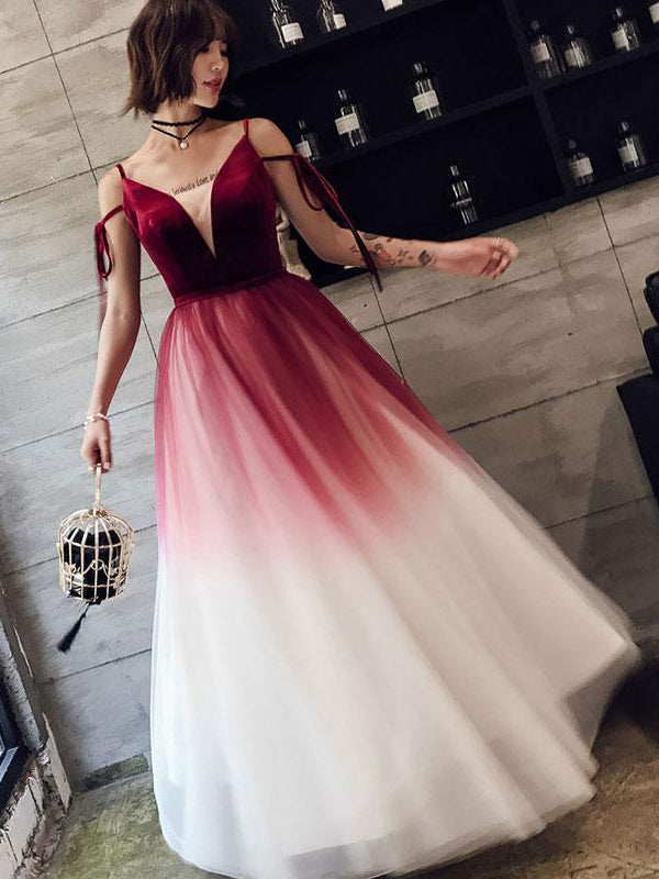 Ombre Prom Dresses A Line Spaghetti Straps Long Prom Dress Simple Even Anna PromDress Ombre Prom Dresses A Line Spaghetti Straps Long Prom Dress Simple Even Anna PromDress