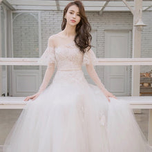 Long Sleeve Prom Dresses A-line Scoop Floor-length Lace Long Fairy Prom Dress JKL1276|Annapromdress