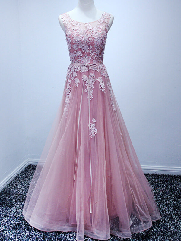 Beautiful Prom Dresses Scoop Appliques Floor-length Prom Dress/Evening Dress JKL127