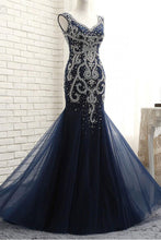 Open Back Prom Dresses V-neck Mermaid Beading Sparkly Prom Dress Long Evening Dress JKL1282|Annapromdress