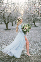 Long Sleeve Prom Dresses with Slit Aline V-neck Chic Long Simple Prom Dress JKL1287|Annapromdress
