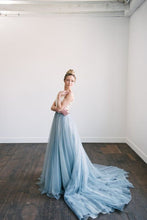Open Back Prom Dresses Spaghetti Straps Aline Sexy Dusty Blue Long Simple Prom Dress JKL1288|Annapromdress