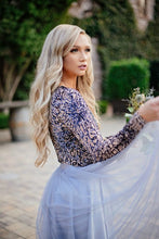 Long Sleeve Prom Dresses with Slit V-neck Sparkly Lace Prom Dress Long Evening Dress JKL1289|Annapromdress