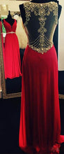 Red Prom Dresses V-neck Rhinestone Floor-length Sexy Prom Dress/Evening Dress JKL129