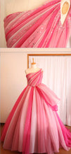 One Shoulder Prom Dresses Ball Gown Sweep Train Pink Chic Long Prom Dress JKL1294|Annapromdress