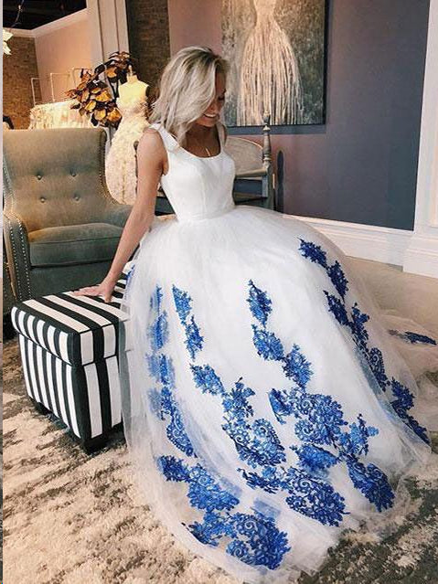 blue dress for baby girl Sparkly Royal Blue Sleeveless Unique Mermaid Long Train Prom Dress