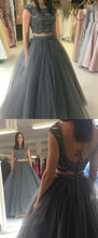 Two Piece Prom Dresses Bateau Aline Beading Rhinestone Sexy Long Sparkly Prom Dress JKL1304|Annapromdress