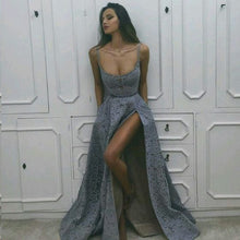 Lace Prom Dresses with Slit Spaghetti Straps Aline Sexy Long Prom Dress JKL1308|Annapromdress