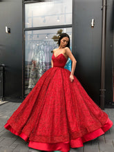 Ball Gown Prom Dresses Sweetheart Red Lace Long Luxury Sparkly Prom Dress JKL1311|Annapromdress