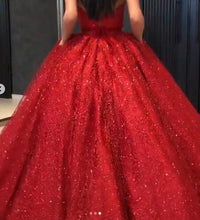 Ball Gown Prom Dresses Sweetheart Red Lace Long Luxury Sparkly Prom Dress JKL1311|Annapromdress