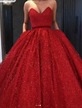 Ball Gown Prom Dresses Sweetheart Red Lace Long Luxury Sparkly Prom Dress JKL1311|Annapromdress