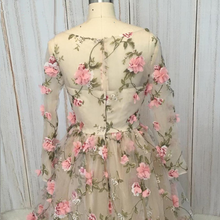 Long Sleeve Prom Dresses V-neck A-line Floral Lace Prom Dress Long Evening Dress JKL1314|Annapromdress