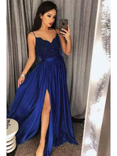 Cheap Prom Dresses Spaghetti Straps Aline Chic Long Simple Dark Green Slit Prom Dress JKL1316|Annapromdress