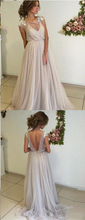 Open Back Prom Dresses A-line Short Train Long Tulle Chic Backless Prom Dress JKL1327|Annapromdress