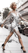 Long Sleeve Prom Dresses A-line Tea-length Slit Prom Dress Sexy Evening Dress JKL1331|Annapromdress