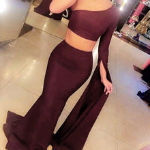 Two Piece Prom Dresses Trumpet Mermaid Short Train Long Chic Long Sleeve Prom Dress JKL1334|Annapromdress