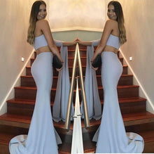 Two Piece Prom Dresses Trumpet Mermaid Short Train Long Chic Long Sleeve Prom Dress JKL1334|Annapromdress