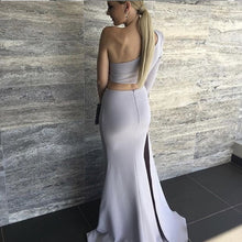 Two Piece Prom Dresses Trumpet Mermaid Short Train Long Chic Long Sleeve Prom Dress JKL1334|Annapromdress