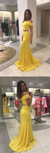 Two Piece Prom Dresses Trumpet Mermaid Brush Train Long Yellow Chic Prom Dress JKL1341|Annapromdress