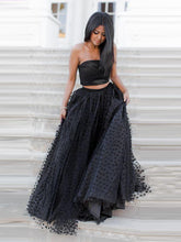 Two Piece Prom Dresses Strapless Aline Floor-length Long Black Lace Prom Dress JKL1343|Annapromdress