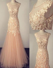 Chic Prom Dresses Scoop Trumpet Mermaid Appliques Long Prom Dress Sexy Evening Dress JKL1352|Annapromdress